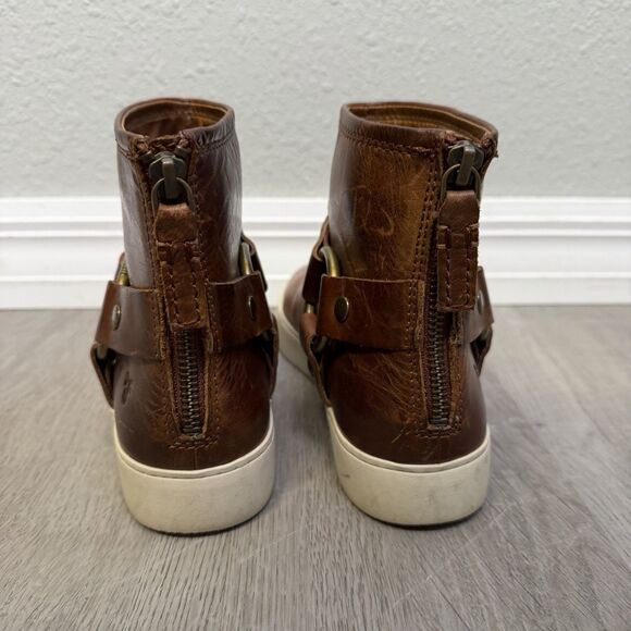 Frye Lena Harness Sneaker Boots Size 7 Cognac Leather - Picture 5 of 6
